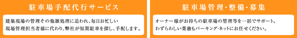 駐車場手配代行サービス／駐車場管理・整備・募集